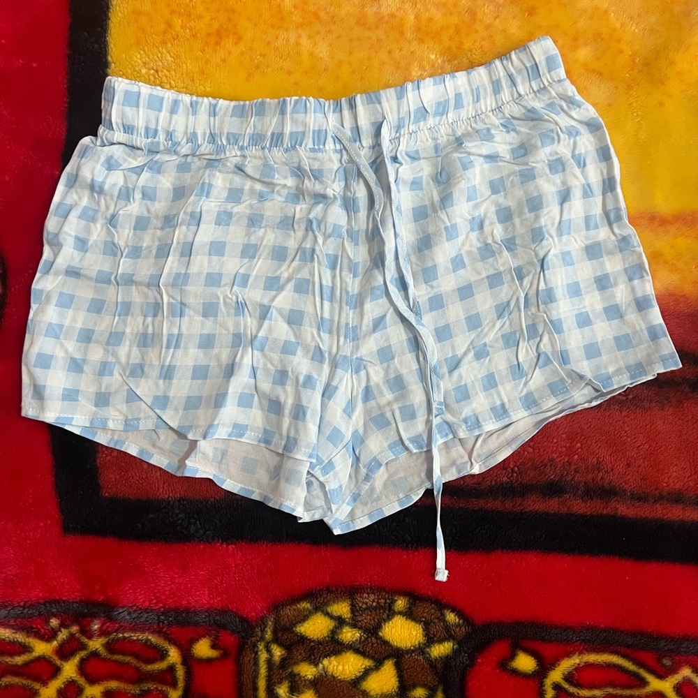 Forever 21 Shorts Plaid Light blue